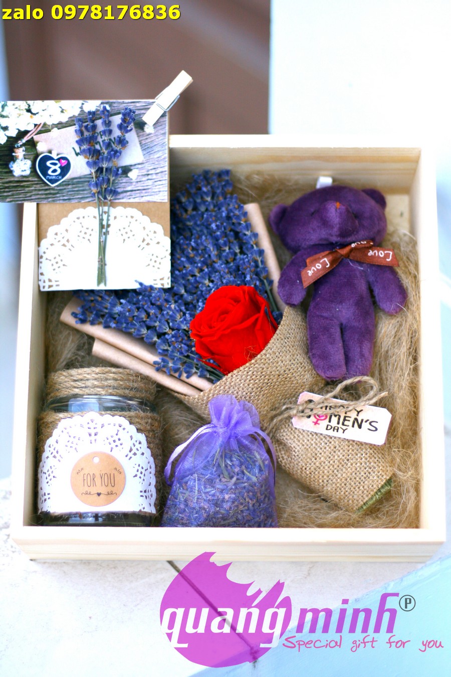 Hộp gỗ hoa lavender khô hcm