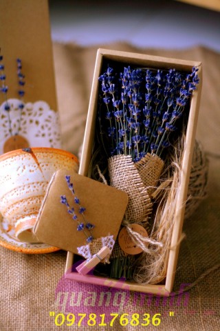 Hôp hoa lavender khô vintage mini 100 cành